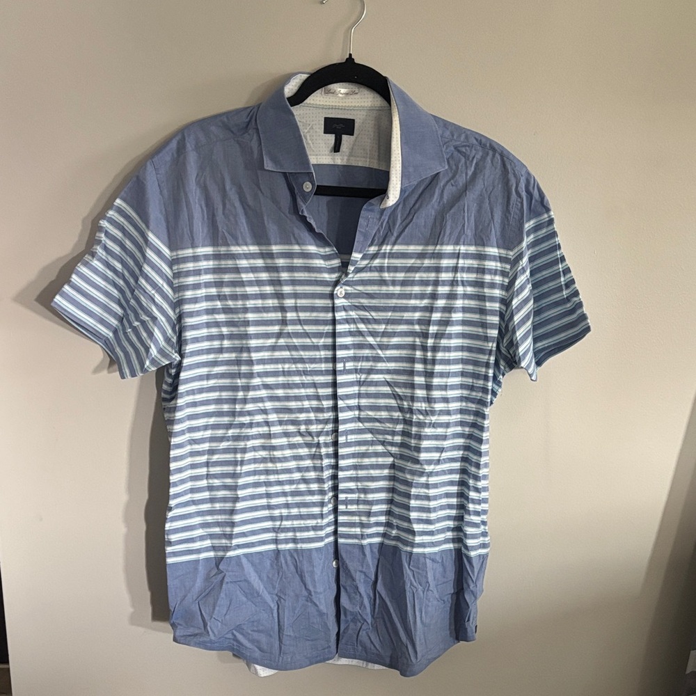 Good Man Brand Casual Blue and White Shirt